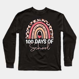 100 Days Of School Teacher Kids 100Th Day Of School Rainbow Long Sleeve T-Shirt